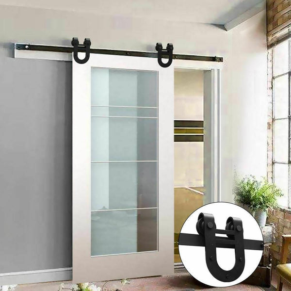 2M Antique Classic Style Single Sliding Barn Door Hardware Track Roller Kit