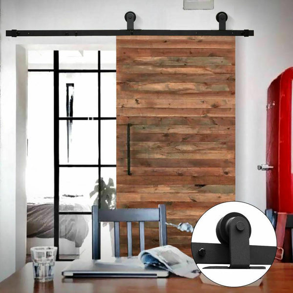 3.66M Antique Classic Style Single Sliding Barn Door Hardware Track Roller Kit