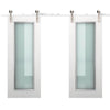 Image of 3M Antique Classic Style Double Sliding Barn Door Hardware Track Roller Kit