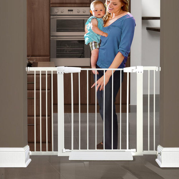 Adjustable Baby Kids Pet Safety Security Gate Stair Barrier Support Ramp White