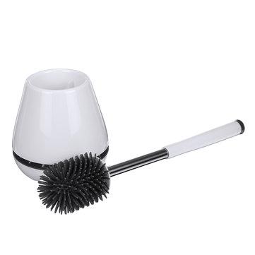 Silicone Soft Toilet Brush Set Bristle Base WC Bathroom Lavatory Cleaning Brush Tools