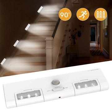 [Battery Operated] KCASA KC-LT1 LED Wireless PIR Motion Sensor Cabinet Cupboard Closet Light Lamp 6 LED 90° Light Angle for Home/Garage/Entrance/Hallway/Basement