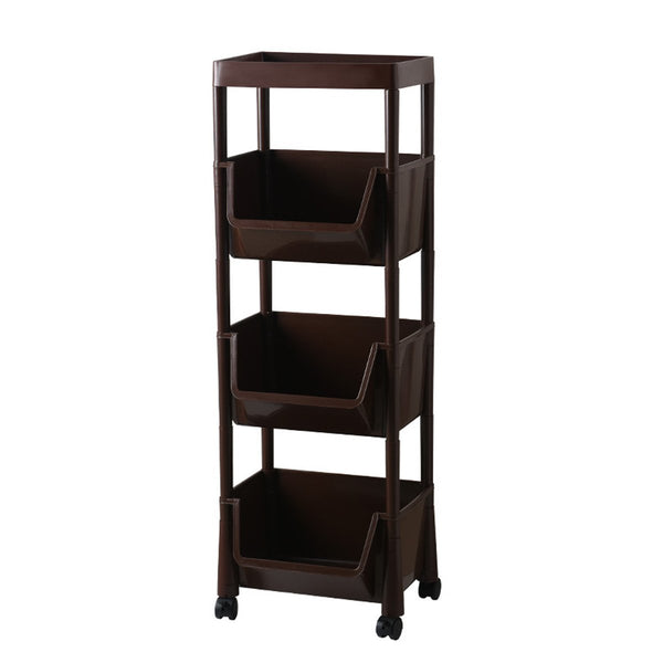 3 Layers Movable Kitchen Storage Rack with Wheels Vegetable Fruit Basket Kitchen Organizer Multi-functional Storage Shelf