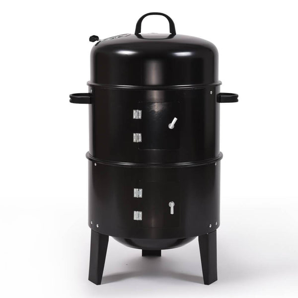 3 in 1 Charcoal Vertical Smoker BBQ Grill Roaster Portable Outdoor Steel Steamer