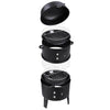 Image of 3 in 1 Charcoal Vertical Smoker BBQ Grill Roaster Portable Outdoor Steel Steamer