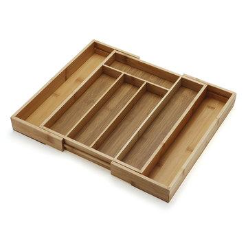 Bamboo Expandable Wooden Cutlery Tray Holder Tidy Retractable Drawer Organizer Kitchen Storage Container