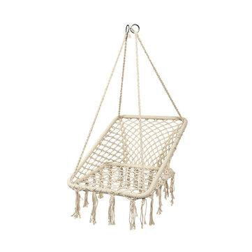 Outdoor & Indoor Hammock Chair Hanging Cotton Rope Macrame Swing Seat Rope Balcony Garden Hanging Chair