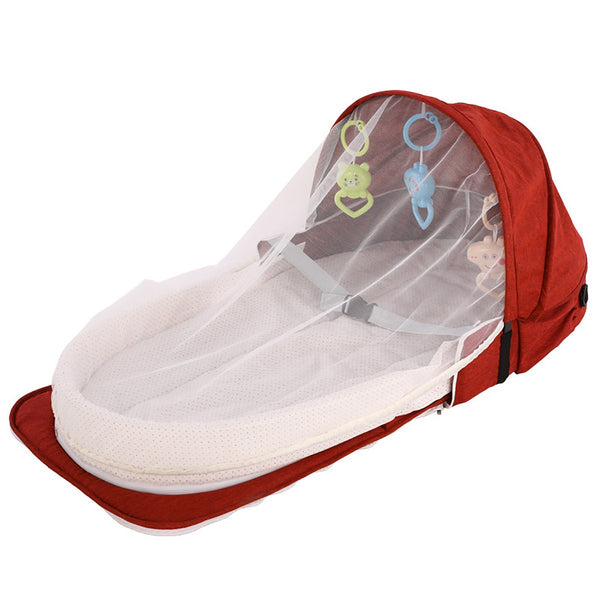2 IN 1 Foldable Portable Baby Bed & Backpack Baby Crib Nursery Travel Cot Mosquito