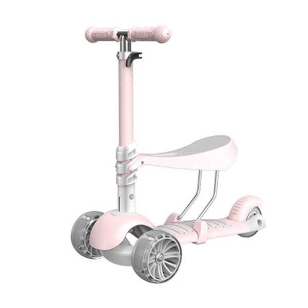 2-in-1 Kids 3 Wheel Scooter Adjustable Height PU Flashing Wheels Kids Tricycle Baby Toddler Balance Bike Max Load 100kg