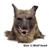 Image of 1/2PCS Latex Rubber Wolf Head Hair Mask Werewolf Gloves Party Scary Halloween Cosplay