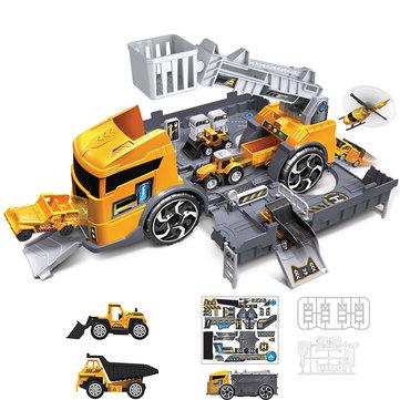 Children Simulation Diecast Engineering Vehicle Model Set Deformation Storage Parking Lot Educational Toys