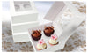 Image of 100 Pcs 4 Holes Cupcake Boxes Cupe Cake Box Window Face Cover and Inserts