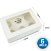 Image of 6 Holes Cupcake Boxes 20 Pk Window Face Cover Inserts Cake Boxes Boards