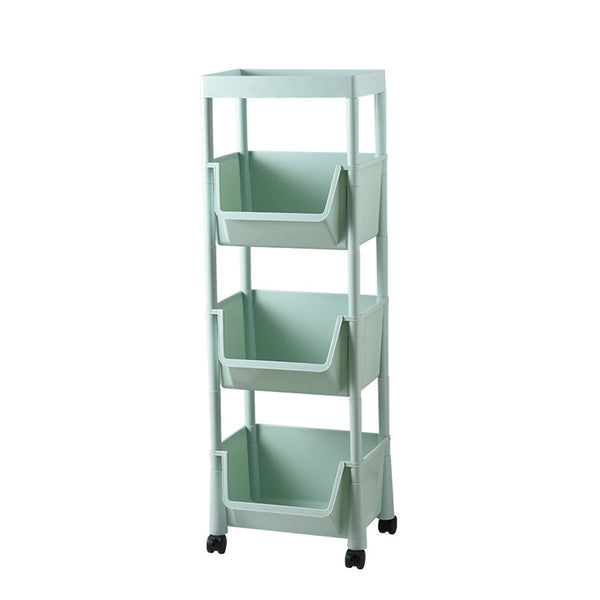 3 Layers Movable Kitchen Storage Rack with Wheels Vegetable Fruit Basket Kitchen Organizer Multi-functional Storage Shelf