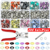 Image of 100/200 Sets DIY Press Studs Tools Kit Assorted Colors Snap Metal Sewing Buttons