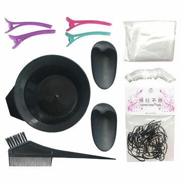 11Pcs Hair Dye Coloring DIY Beauty Salon Tool Kit Brush Comb Bowl Black Clips