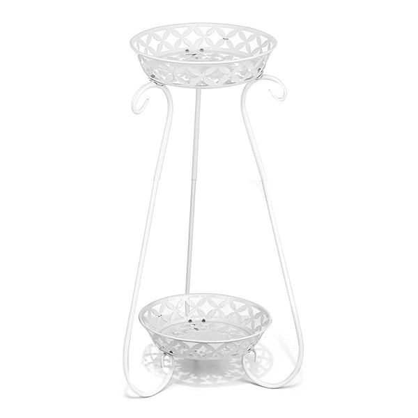 2 Layers Flower Pot Rack Holder Plant Stand Metal Shelves Storage Rack Display Indoor Outdoor Garden