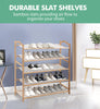 Image of Levede Bamboo Shoe Rack Storage Wooden Organizer Shelf Stand 5 Tiers Layers 90cm