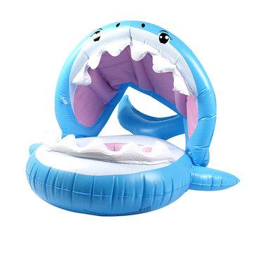 Kid Children Inflatable Swimming Ring Baby Float Shark Swimming Pool with Removable Sunshade