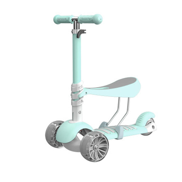 2-in-1 Kids 3 Wheel Scooter Adjustable Height PU Flashing Wheels Kids Tricycle Baby Toddler Balance Bike Max Load 100kg