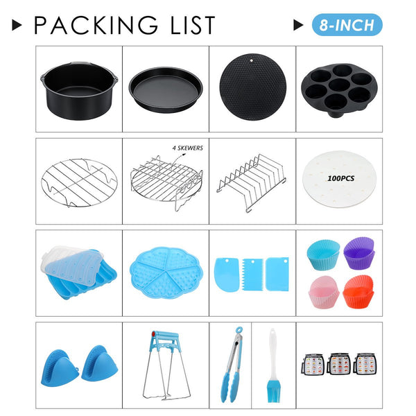 17Pcs Air Fryer Accessories Set Non-stick Frying Cage Dish Baking Pan
