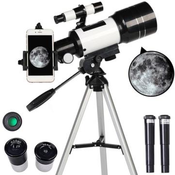 Astronomical Telescope 70mm Aperture 300mm Focal Length Tripod Outdoor Camping Telescope for Kids & Beginners