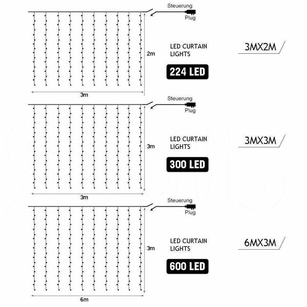 300/800 Led Curtain Fairy Lights Wedding Indoor Outdoor Christmas Garden Party