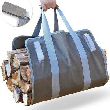 Firewood Carrier Log Carrier Wood Carrying Bag for Fireplace 16oz Waxed Canvas