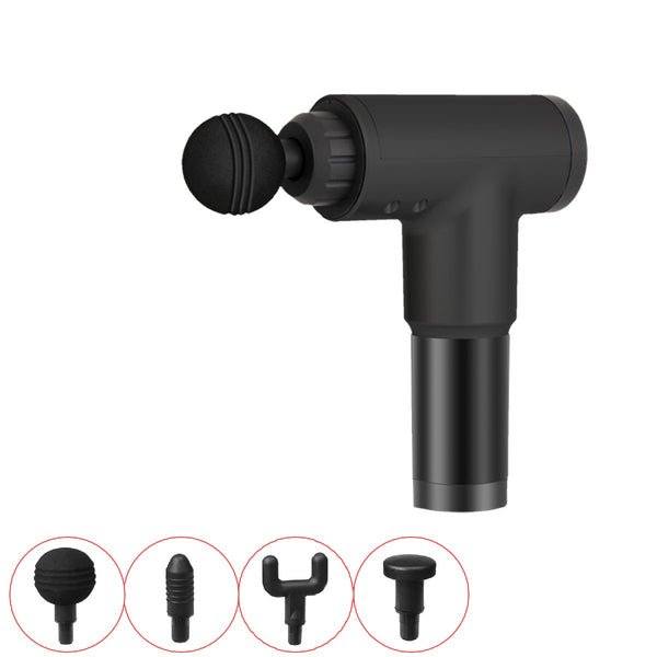 Electric Percussion Massager 4 Levels Athlete Muscle Deep Tissue Vibrating Relaxing Therapy Device with 4 Massager Heads