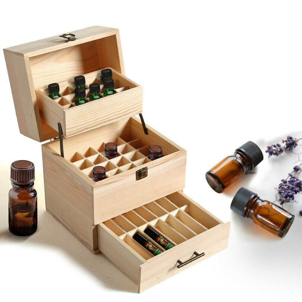 Essential Oil Storage Box Wooden 59 Slots Aromatherapy Organiser Container Case
