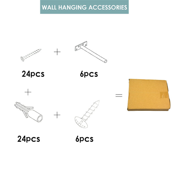 3 PCS Wall Floating Shelf Set Concealed Shelves Bookshelf Shop Display Walnut