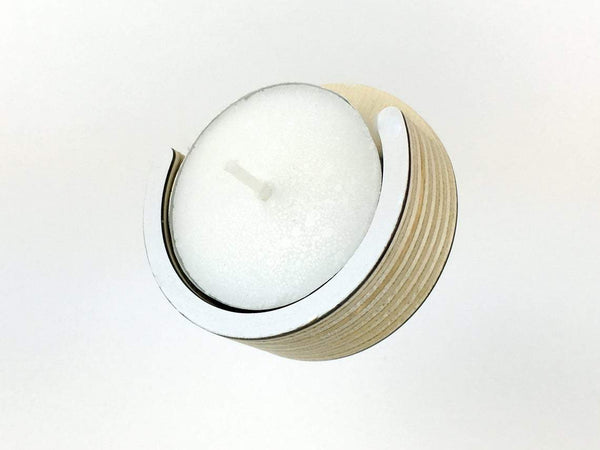 Birch Plywood Tealight Holder / Wedding table decor ; decoration ; decorations ; reception ; centerpiece ; lighting ; lights ; Beige ; Grey