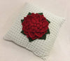 Image of White crochet cushion with blooming flower, 18" flower pillow, insert included, home decor