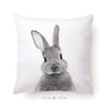 Image of Bunny Rabbit Pillow, Cushion, Nursery Decor, Bunny Print, Kids Room, Childrens Bedroom, Woodlands, Black White and Grey, Gender Neutral Gift