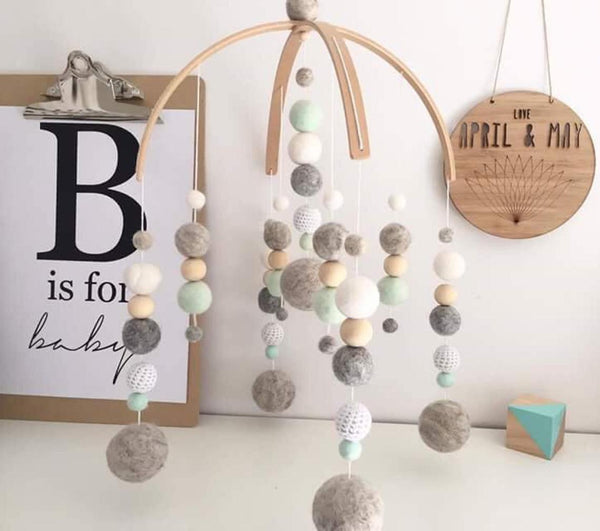 CUSTOM made- Felt ball baby mobile- 'Galaxy' style- baby boy, baby girl, gender neutral nursery decor, crib mobile- design your own mobile