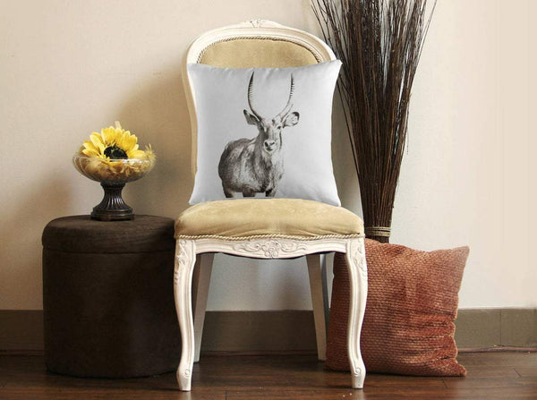 Antelope Cushion Cover - Throw Pillow - Stag - Gift for Animal Lovers - Wildlife - Waterbuck Cushion - Decorative Cushion - Neutral Tone