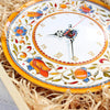 Image of Wall clock decorative for kitchen - 27 cm - Ceramic plate wall clock Large orange clock Majolica Housewarming gift for women