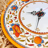 Image of Wall clock decorative for kitchen - 27 cm - Ceramic plate wall clock Large orange clock Majolica Housewarming gift for women