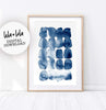 Image of Abstract Print, Blue Watercolor, Printable Wall Art, Digital Download, Modern Farmhouse, Navy Blue Poster