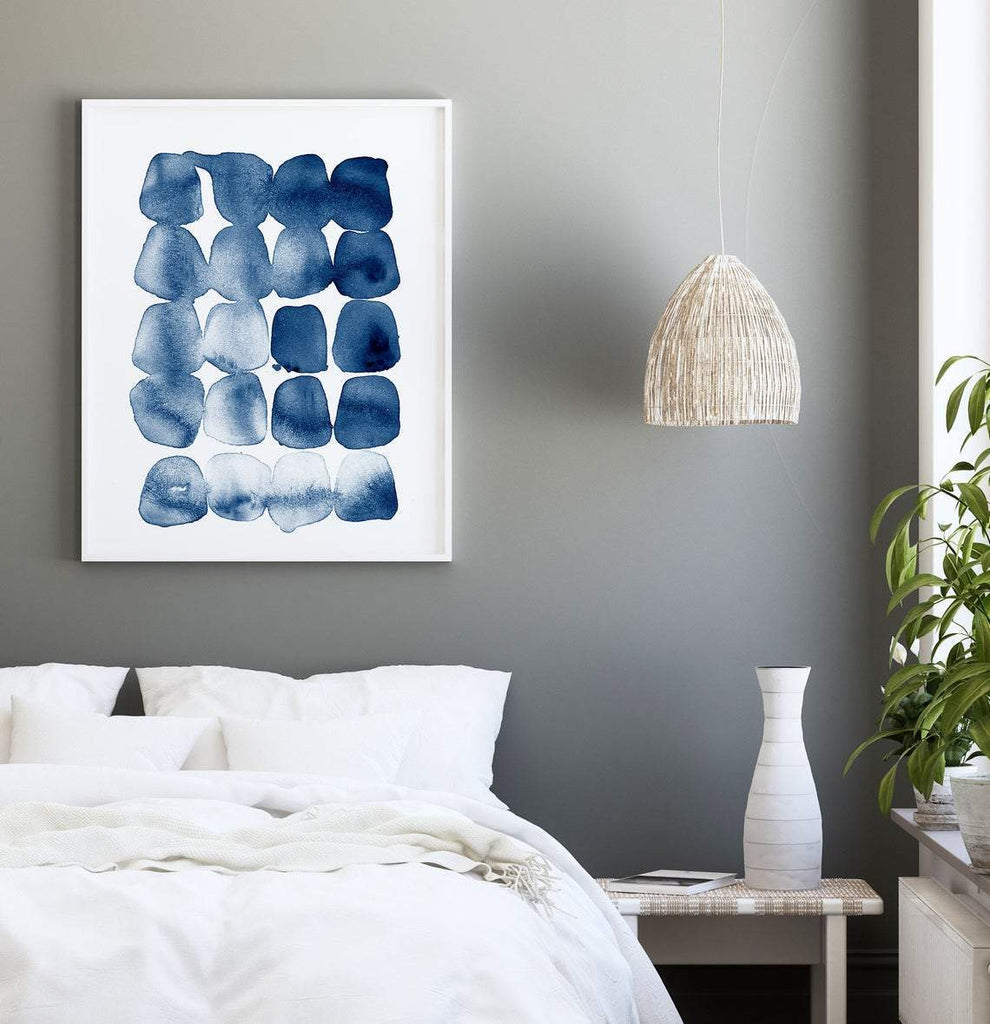 Abstract Print, Blue Watercolor, Printable Wall Art, Digital Download, Modern Farmhouse, Navy Blue Poster