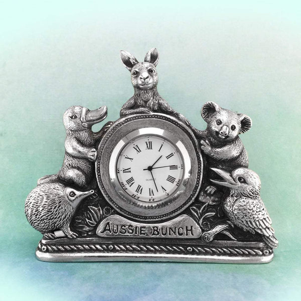 Aussie Bunch Australian Souvenir Clock, Australian Made Pewter Gift, Australian Seller, Australian Art