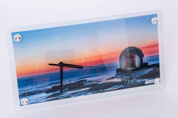 Glass Clock "Pump House at Sunrise"