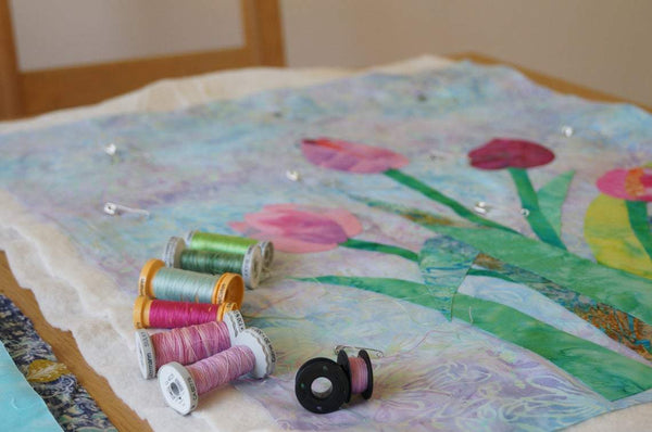 Handmade fiber art/quilting/--tulips-customized products