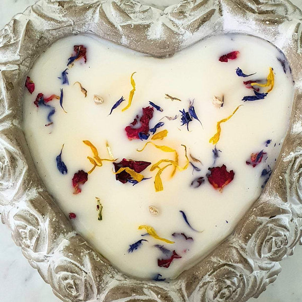 Heart Shape Scented Candle | Limited Edition Rose Infused Concrete Candle Pot | Aromatherapy Candles | Scented Romantic Candle For Her