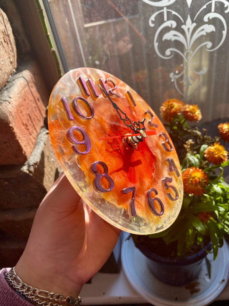 Custom made Resin clock with own choice of colours and quality mechanism