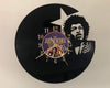 Image of Handcarved Jimi Hendrix vinyl record clock, record clock, vinyl art clock, vinyl wall clock, record wall clock, vinyl record clock