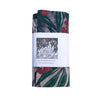 Image of Designer art cushion, linen cotton canvas fabric, red green grey flowers, Australian gum leaves