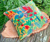 Image of Linen Connections Frida Kahlo Velvet Cushion Cover Frida's Garden Cushion Handmade Mexico Muertes Decorative Cushion 100% cotton velvet