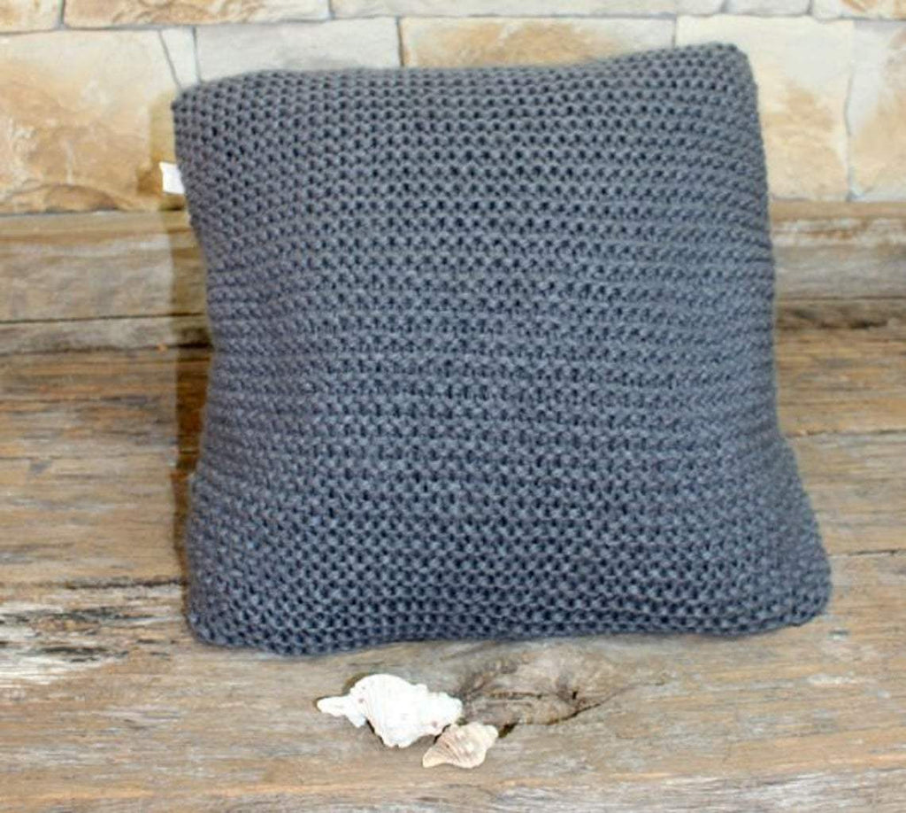 Chunky Knit Throw Pillow. Pewter Grey Cushion Cover. Soft Throw Pillow. Hygge Cushion Cover. Pewter Grey Knit. Soft and Snuggly pillow