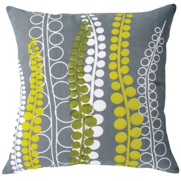 Brushed vine green, white and grey cushion covers